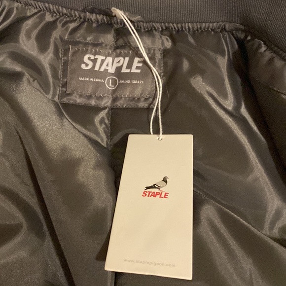 Staple Pigeon Gray Bomber Varsity Jacket Coat large Streetwear - Picture 5 of 5